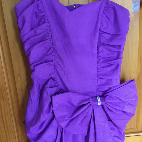 Vintage 1980s Designer PURPLE Strapless Dress - Picture 2 of 14